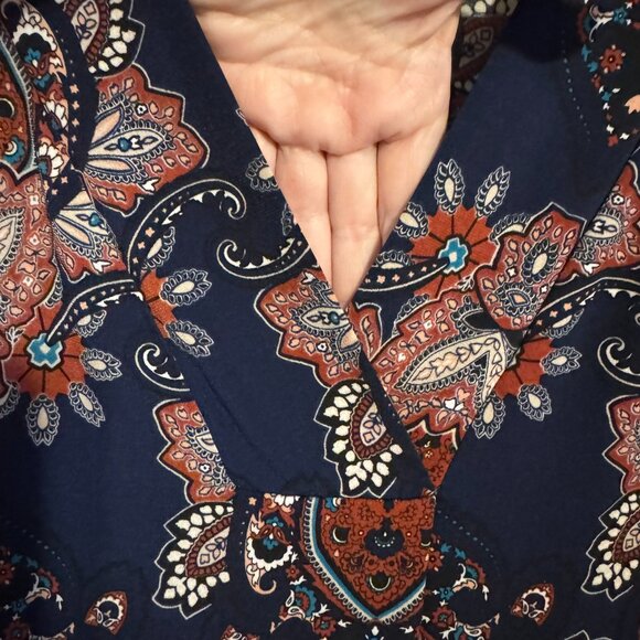 DANA BUCHMAN SPRING/SUMMER/OFFICE  NAVY  PRINT TOP   XLARGE  #G - Picture 5 of 9